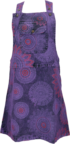 Boho bib skirt, strap dress, bib dress - purple/red