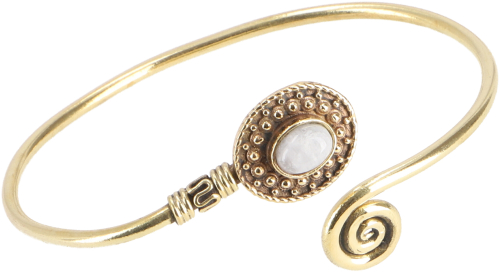 Bangle, Indian bangle brass, boho bracelet - white moonstone/gold - 0,5 cm 6 cm