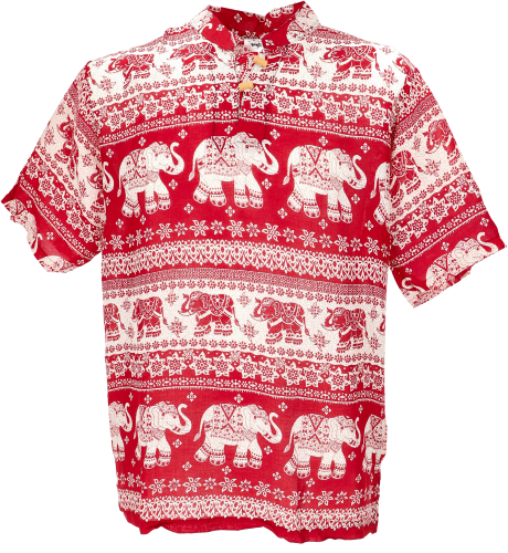 Yoga shirt, shirt, Thailand shirt with elephants, comfortable slip-on shirt - red