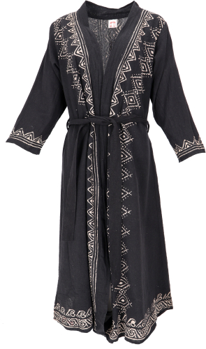 Cotton kimono, oversize kimono coat, kimono dress - black