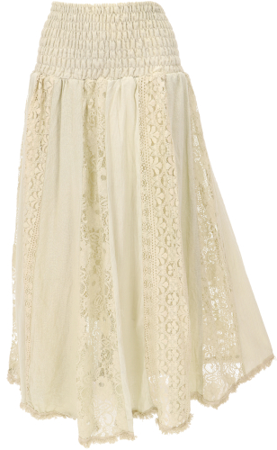 Boho lace maxi skirt, flamenco skirt, wide summer skirt - cream