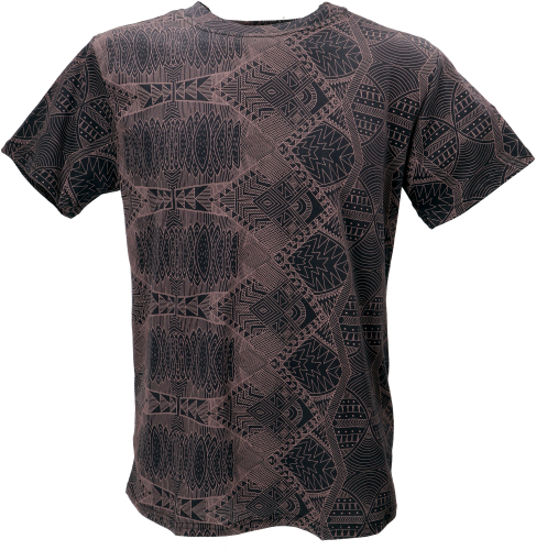 T-Shirt mit psychodelischem Druck, Goa T-Shirt - schwarz/cappuccino