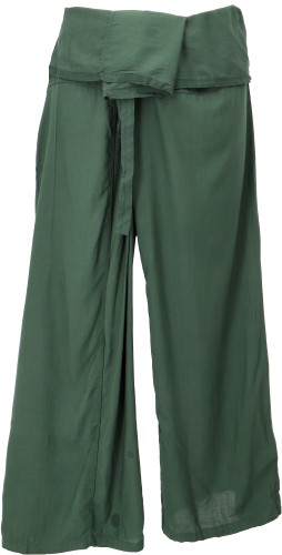 Thai fisherman pants made of viscose, fisherman pants, wrap pants, yoga pants - dark green