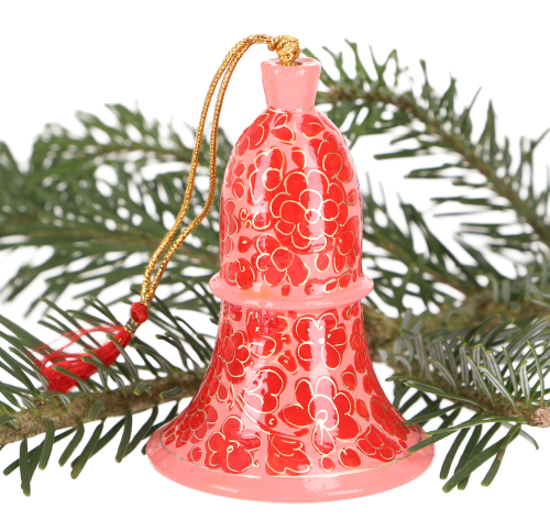 Paper mache bells, hand-painted upcycling Christmas tree decorations, individual boho Christmas decorations - model 4 - 10x7x7 cm 