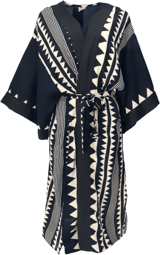 Kimono, Oversize Kimono Mantel, Kimonokleid - schwarz/beige