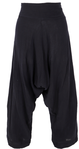 Long aladdin pants, boho feel-good pants with low crotch - black