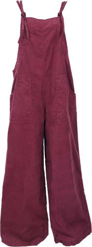 Cord boho dungarees, wide jumpsuit, plus size dungarees - wine red