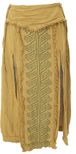 Long boho panel skirt, open summer skirt, ethnostyle skirt - curry