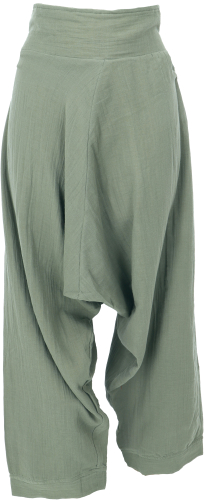 Long aladdin pants, boho feel-good pants with low crotch - reed green