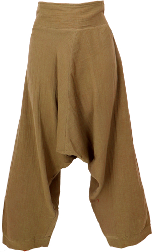 Long aladdin pants, boho feel-good pants with low crotch - ochre brown