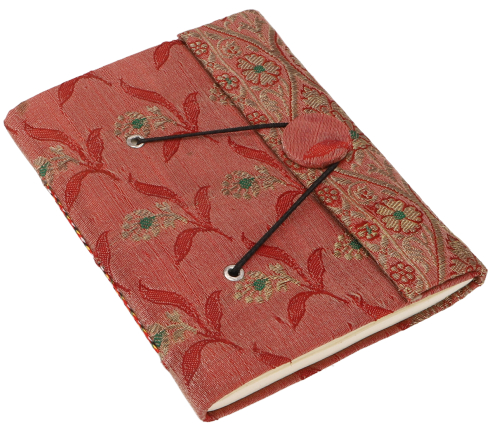 Boho notebook, handmade upcycled vintage diary - rust - 15,5x11 cm