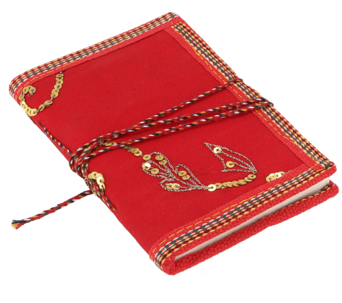 Boho Notizbuch, handgemachtes upcyceling Vintage Tagebuch in 3 Gren - rot