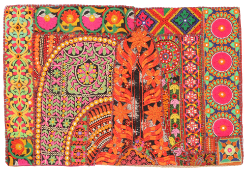 Patchwork Kissenhlle 60x40 cm, Dekokissen Bezug aus Rajasthan, Einzelstck - Muster 6