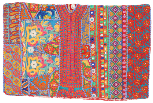 Patchwork Kissenhlle 60x40 cm, Dekokissen Bezug aus Rajasthan, Einzelstck - Muster 9