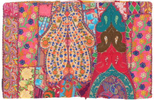Patchwork Kissenhlle 60x40 cm, Dekokissen Bezug aus Rajasthan, Einzelstck - Muster 19