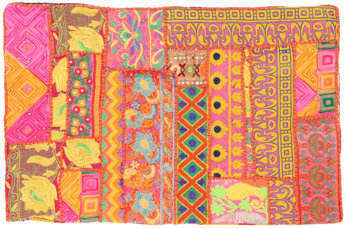 Patchwork Kissenhlle 60x40 cm, Dekokissen Bezug aus Rajasthan, Einzelstck - Muster 21