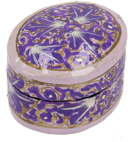 Vintage papier-mch box, hand-painted lacquer cashmere jewelry box, unique - purple - 2,5x4x5 cm 