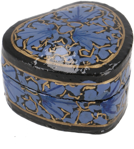 Vintage papier-mch box, hand-painted lacquer cashmere jewelry box, unique - blue - 2,5x4x5 cm 