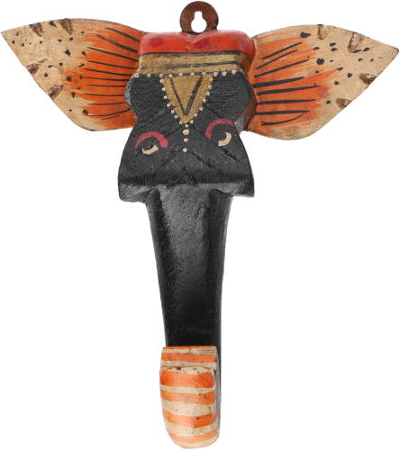 Handgeschnitzter Wandhaken Elefant aus Holz, Kleiderhaken, Garderobenhaken - Elefant - 16x15x4 cm 