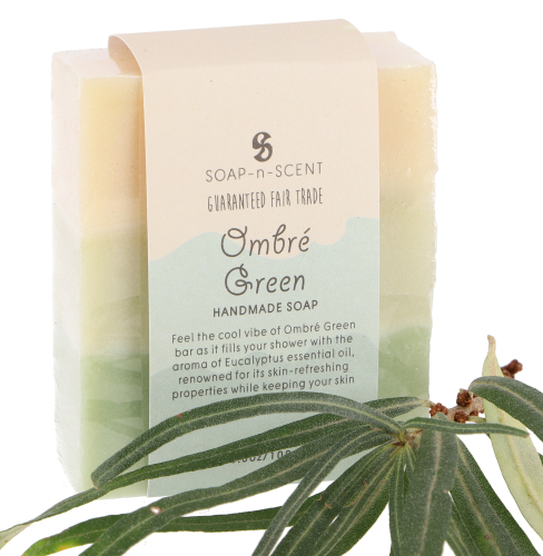 Handgemachte Ombre Duftseife, 100 g, Fair Trade - green - 2,5x6,5x6,5 cm 