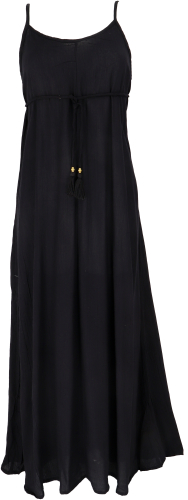 Boho summer dress with lacing at the back, maxi dress, beach dress - black