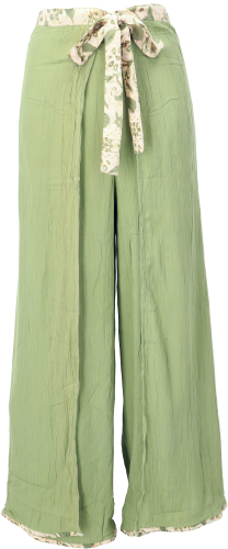 Boho wrap pants, palazzo pants, long boho culottes, summer pants - light green