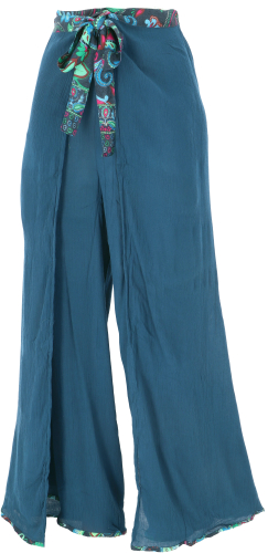 Boho wrap pants, palazzo pants, long boho culottes, summer pants - dark blue