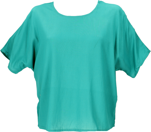 Wide boho blouse top with batwing sleeves, maxi blouse - aqua
