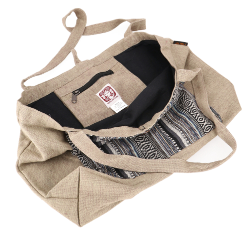 Ethno Yogamattentasche, Tasche f�r Yogamatte, Yogatasche, Strandtasche, Shopper - leinenfarben - 30x45x15 cm 
