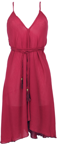 Mini dress boho chic, convertible mini dress, viscose crepe top, skirt - bordeaux red