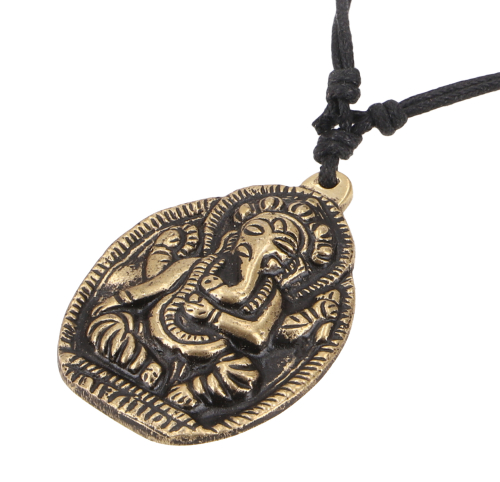 Handgefertigtes Ganesh Amulett Kette, Kettenanhnger - Ganesh - 5,5x3,5x0,2 cm 