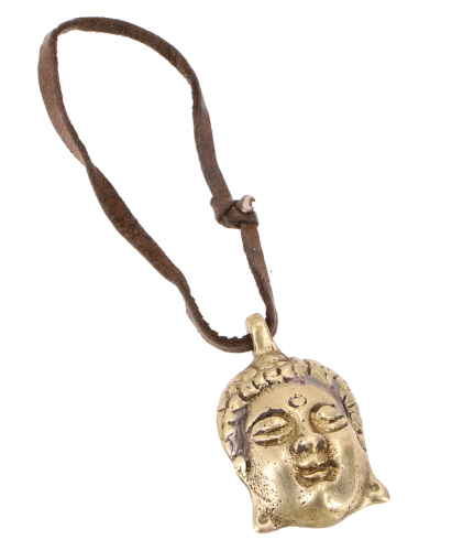 Handgemachtes tibetisches buddhistisches Amulett, Talisman-Anhnger, Schlsselanhnger, Kettenanhnger - Buddhakopf - 4x3,5x0,2 cm 