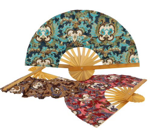 10 pieces covered bamboo fan, Asian fan, hand fan - ornament - 26x40 cm