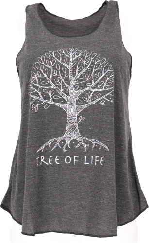 Tank top with ethnic print, Tree of life yoga top - anthracite