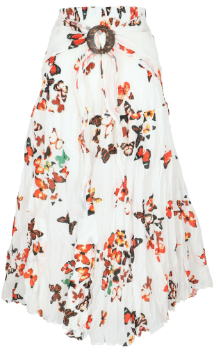 Boho summer skirt, maxi skirt hippie chic, convertible summer dress, beach dress - white/orange