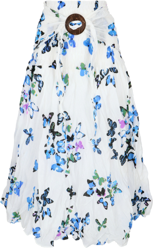 Boho summer skirt, maxi skirt hippie chic, convertible summer dress, beach dress - white/blue