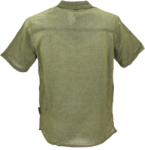 Yoga shirt, Goa slip-on shirt, short sleeve men`s shirt, cotton shirt - green