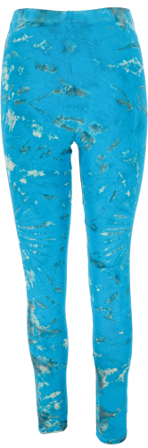 Unikat Batik women`s leggings, stretch pants for women, yoga pants - turquoise blue