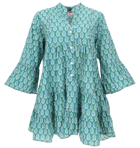 Luftiges Boho Minikleid, plus size Maxitunika, Blusenkleid - gr�n