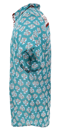 Bedrucktes Hemd, Kurzarm Freizeithemd, Baumwollhemd - petrol