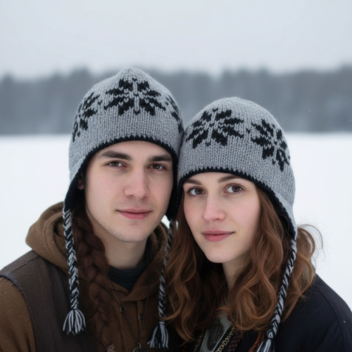 Wollm�tze mit Ohrenklappen, Norwegerm�tze - grau