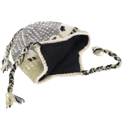 Wollm�tze mit Ohrenklappen, Norwegerm�tze, Winterm�tze Sheep - hellgr�n