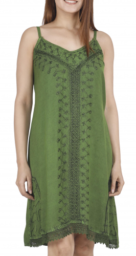 Embroidered indian boho dress, summer dress, mini dress hippie chic - green