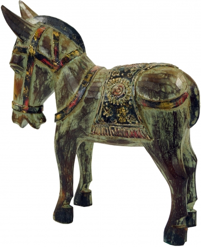 Carved horse, decorative object made of wood - Design 2 - 26x24x7 cm 