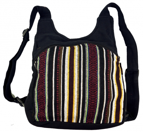 Ethno boho backpack, leisure backpack, hippie backpack - black - 30x30x13 cm 