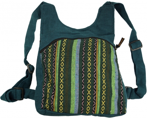 Ethno boho backpack, leisure backpack, hippie backpack - petrol - 30x30x13 cm 