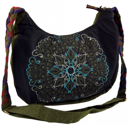 Ethno shoulder bag, Boho bag Mandala, Nepal bag - black - 26x33x5 cm 