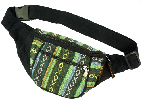 Ethno sidebag, Nepal fanny pack - green - 13x20x4 cm 