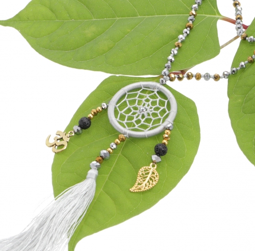 Ethno necklace costume jewelry necklace dreamcatcher - grey