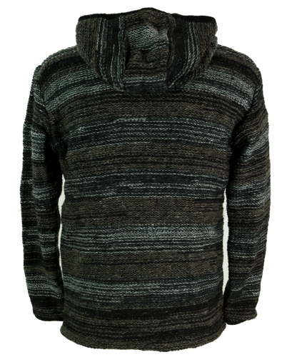 Unisex cardigan, wool jacket, Nepal jacket batik black - Model 24